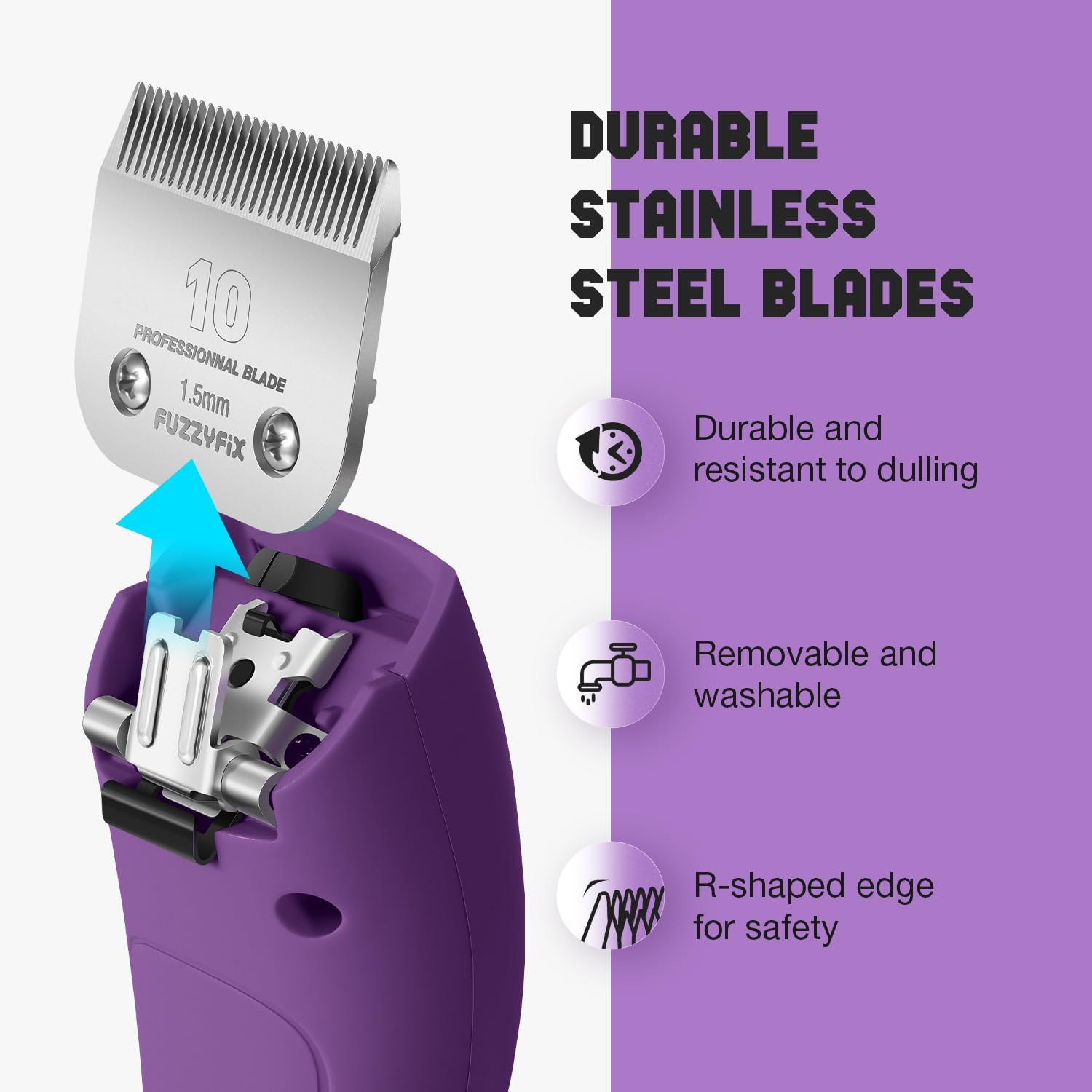 Purple heavy duty pet clippers for thick curly and matted coats