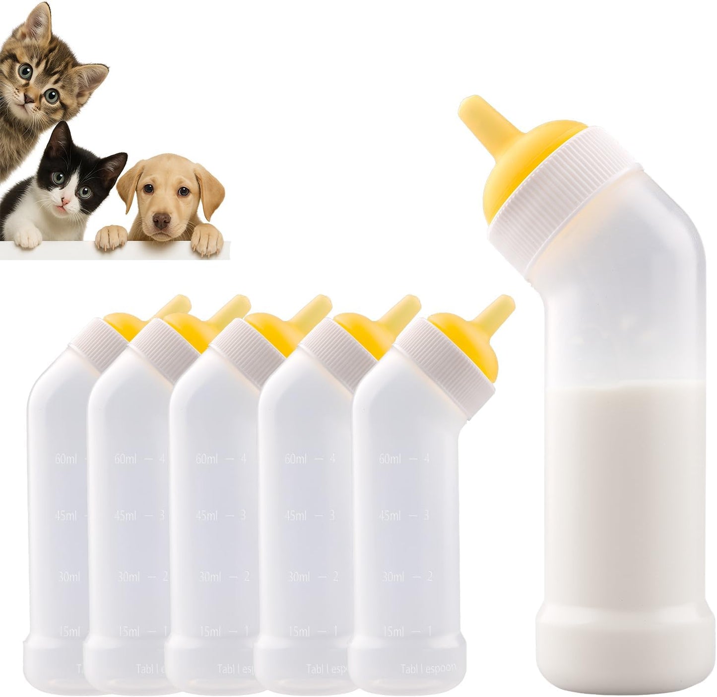 Pet Nursing Bottle for Newborn Animals,Kitten Bottle Feeding Kit Silicone Nipple for Kittens Puppys Rabbits Squirrel (Yellow, Small) - Image 12