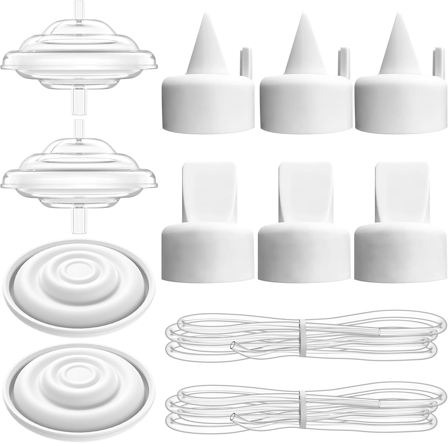 Milkflow 10 piece replacement parts kit for Spectra pumps front view