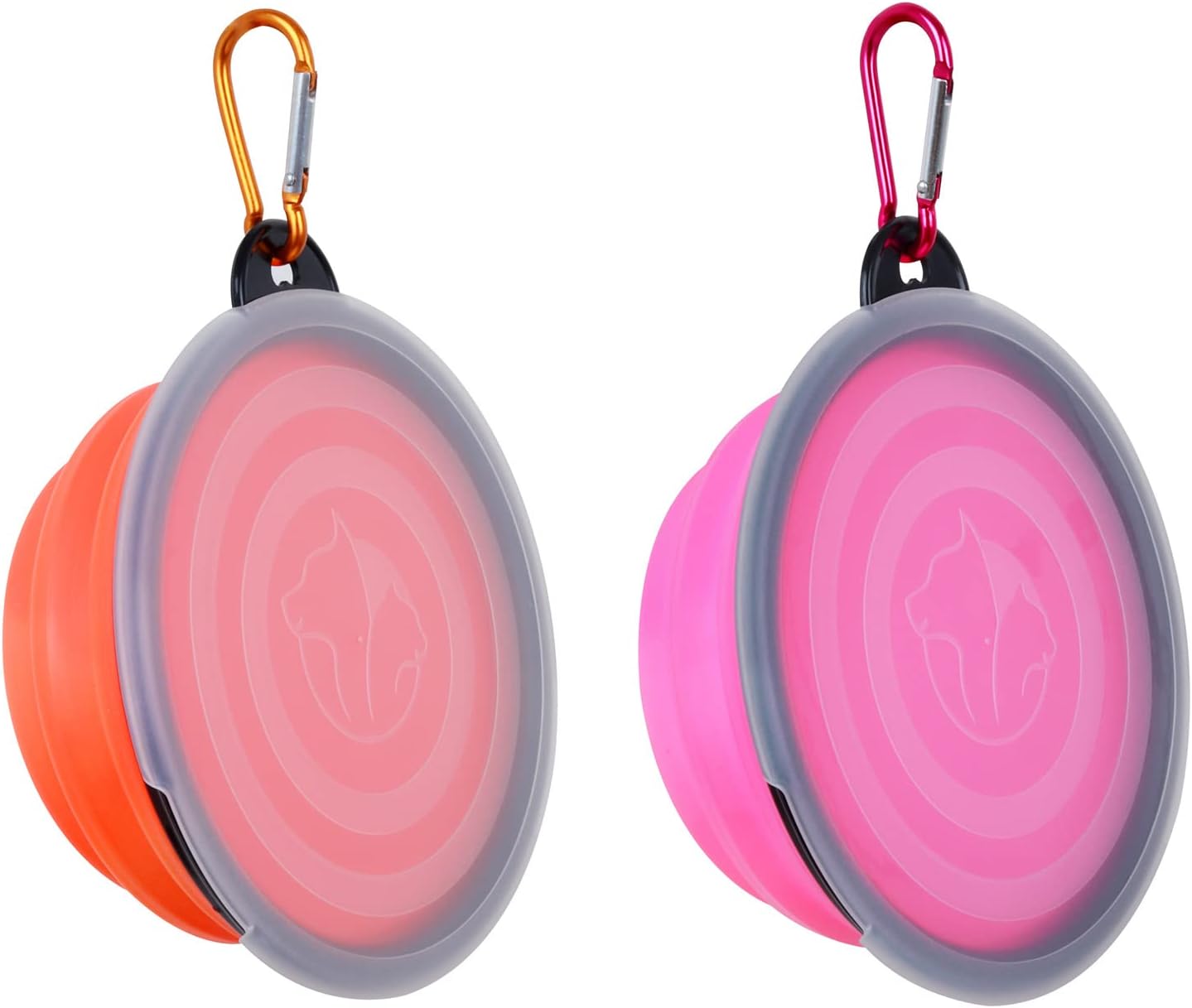 Two pack of SLSON collapsible pet travel bowls packaged together in blue and red variants.
