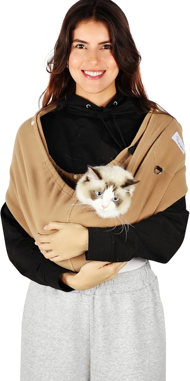 Hands-Free Cat Sling Carrier, Ultra-Soft Polar Fleece Pet Sling for Small Dogs & Cats 3-14 lbs, Machine Washable for Indoor Snuggling & Outdoor Use (Medium, Daisy) - Image 10