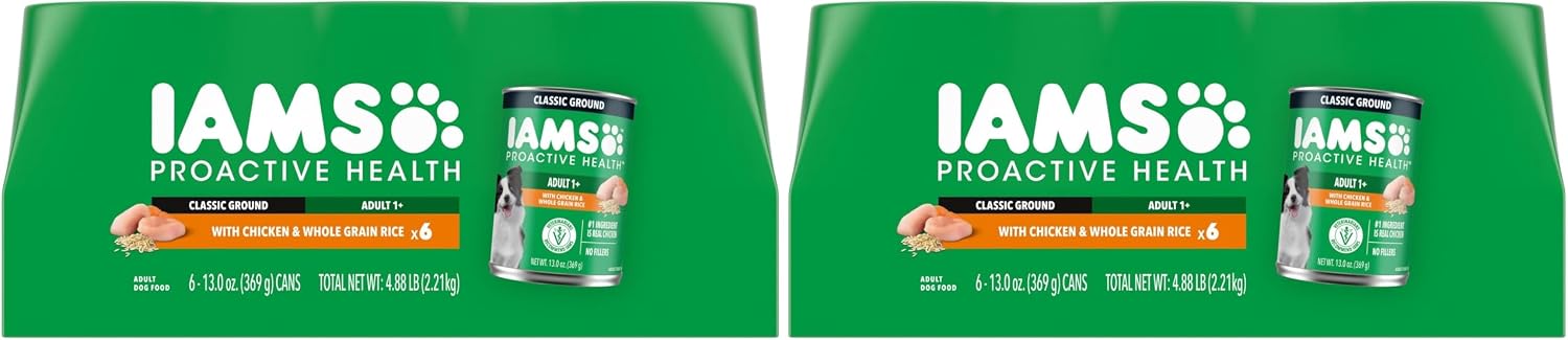 IAMS Proactive Health Wet Dog Food, Adult Wet Dog Food Multipack Ground Dinner, with Chicken & Rice, 13 oz. Cans (Pack of 12) - Image 14