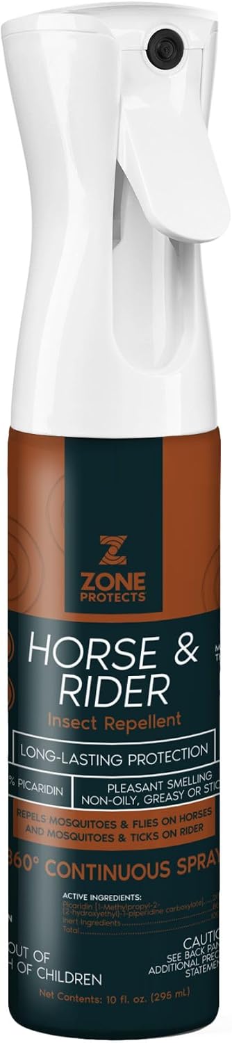 Zone Protects Horse and Rider Picaridin Insect Repellent front view premium fly spray