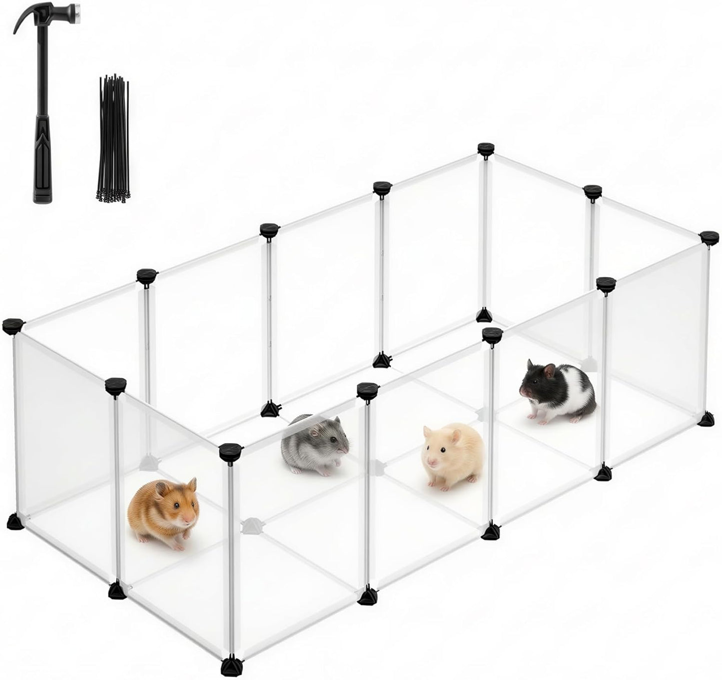 SONGMICS 20 Panels Pet Playpen with Floor, Small Animal Playpen, Pet Fence Indoor, DIY Plastic Enclosure for Guinea Pigs, Bunny, Hamsters, Hedgehogs, 49.2 x 24.8 x 16.5 Inches, White ULPC001W01 - Image 1
