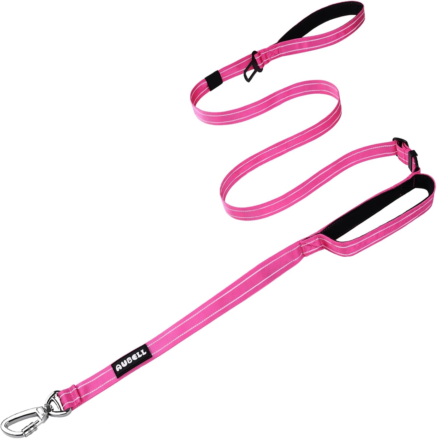 AUBELL Tactical Dog Leash Heavy Duty,4-6ft Reflective Strong No Pull Bungee Leash for Medium Large Dogs with Comfortable Padded Double Handle,Car Seat Belt,360 Degree Rotating Carabiner,Pink - Image 13