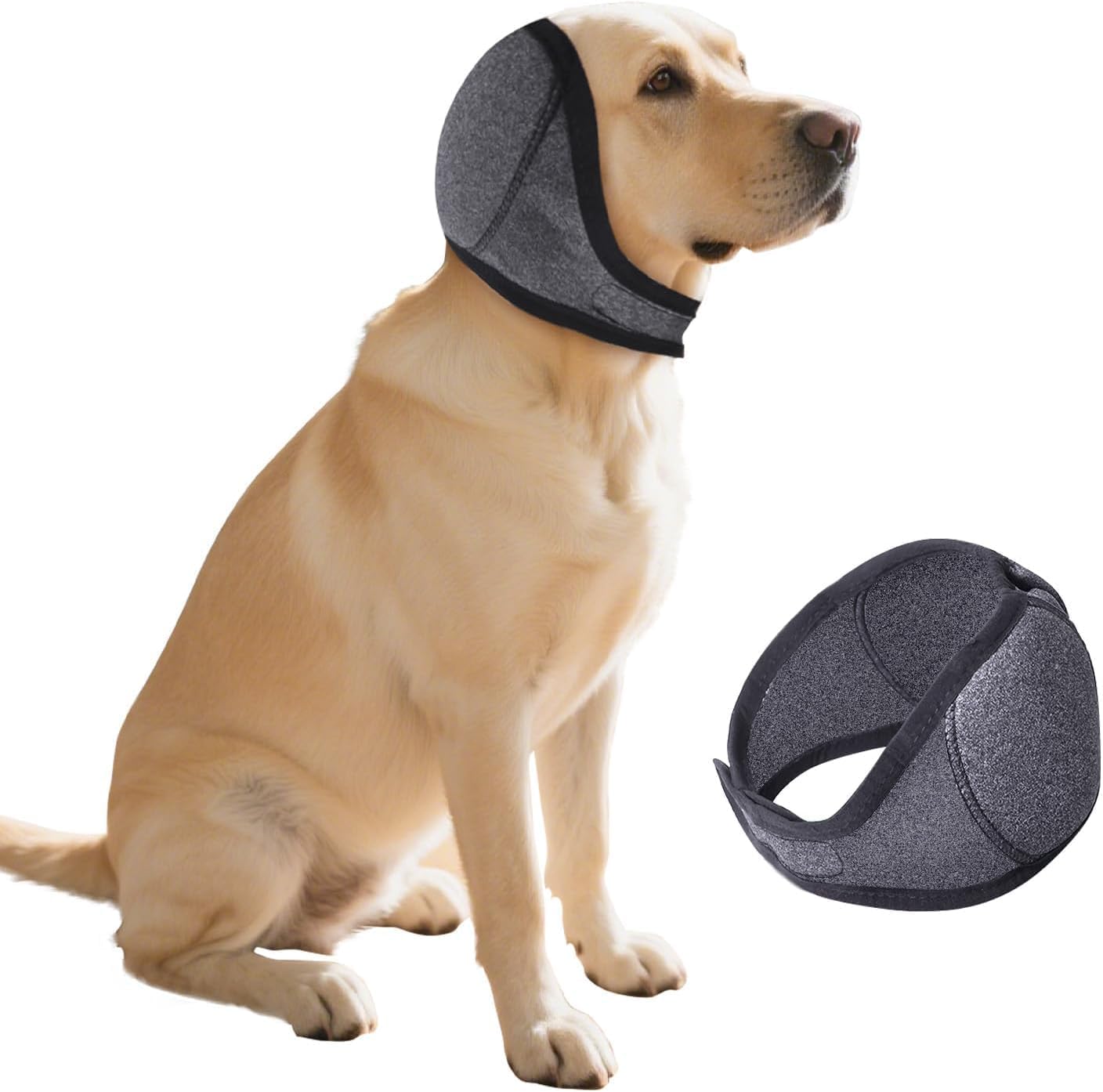 Dog Ears Cover, Dog Ear Muffs Noise Protection, Adjustable No Shake Ear Wrap Comfortable Quiet Dogs Calming Hood Blow Drying Headband Wraps (Grey, Small(Head Circle:10"-15")) - Image 11