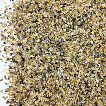 Close up of 2-4mm natural colored quartz pebbles for bonsai