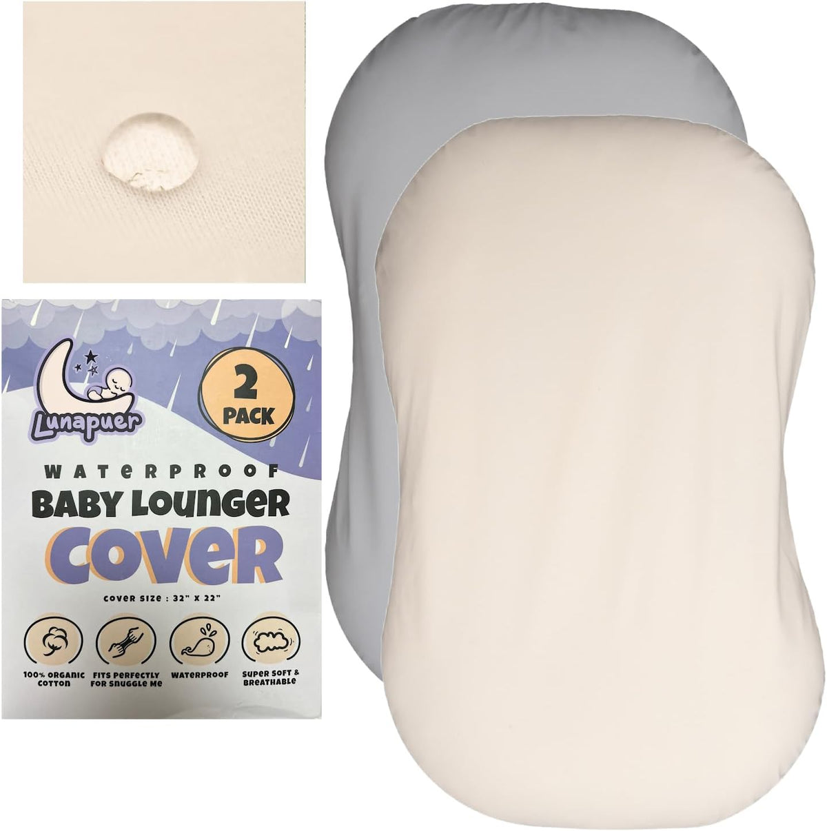 Lunapuer waterproof baby lounger cover set front view