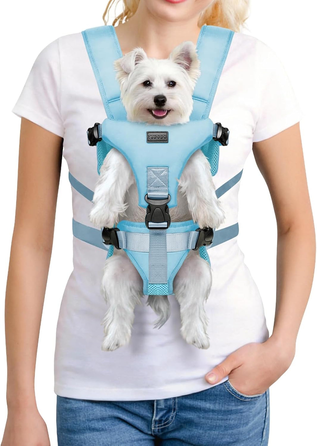 YUDODO Front Pet Carrier Backpack for Small Dogs, Secure and Breathable Mesh Travel Dog Carrier with Safety Belt, Ergonomic Support, Adjustable for Walking, Hiking (Black, M) - Image 12