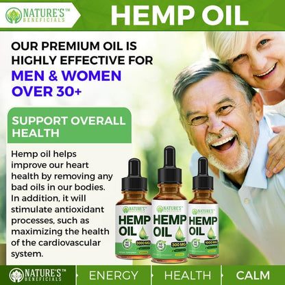 Authentic USA imported Nature's Beneficials hemp supplement bottle