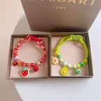 Top down perspective of the assorted beads on the soft skin friendly pet neck belt.