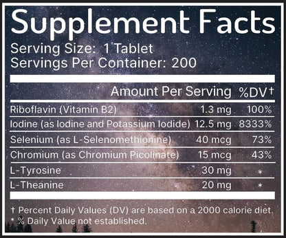 Zen Haus iodine 12.5 mg tablets supplement facts label showing ingredients and selenium