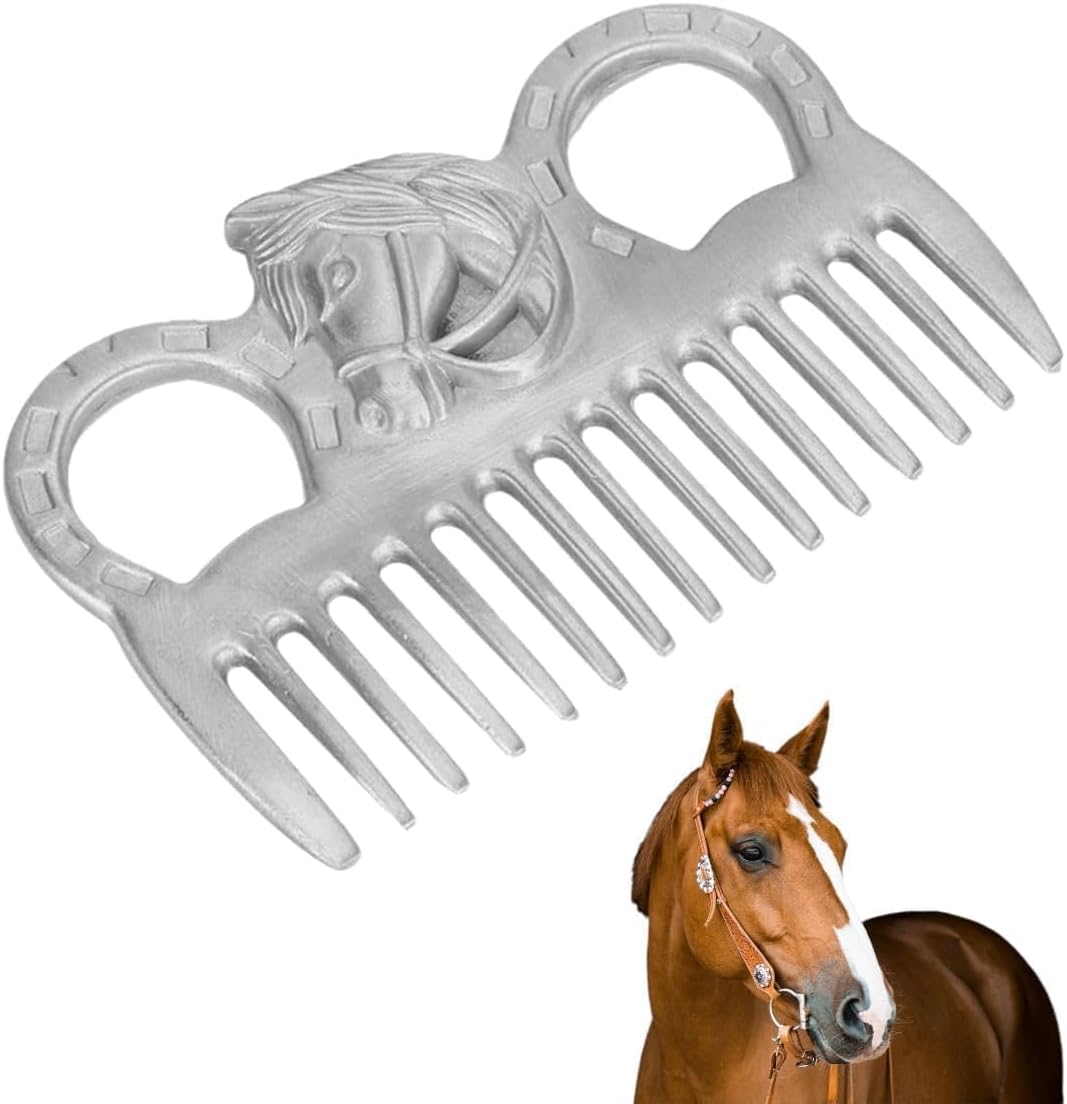 Cyrank 4 inch metal horse mane and tail grooming comb front view
