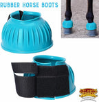 Hilason double hook and loop horse boots side angle showing ribbed pattern