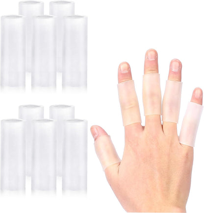 Salbsever silicone finger sleeves protectors front view pack of ten transparent gel cushions