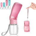 AIKIDS portable foldable dog water bottle front view showing pink collapsible design.