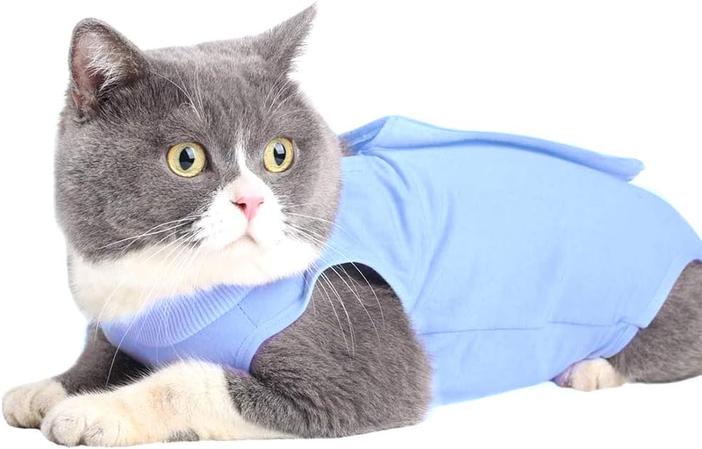 Coppthinktu cat surgery onesie side profile for post-surgery