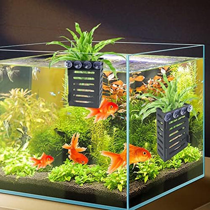 Slotted aquatic plant holder basket promoting healthy water circulation.