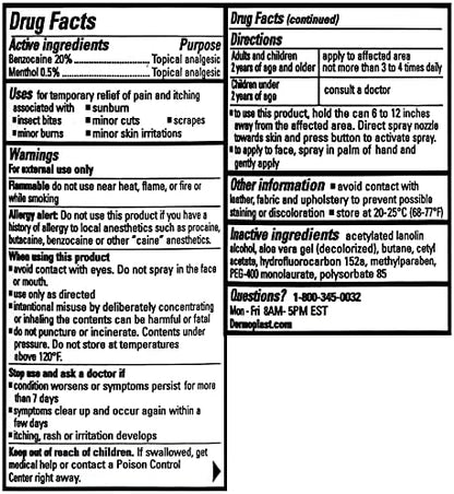 Dermoplast numbing spray twin pack packaging for topical pain relief