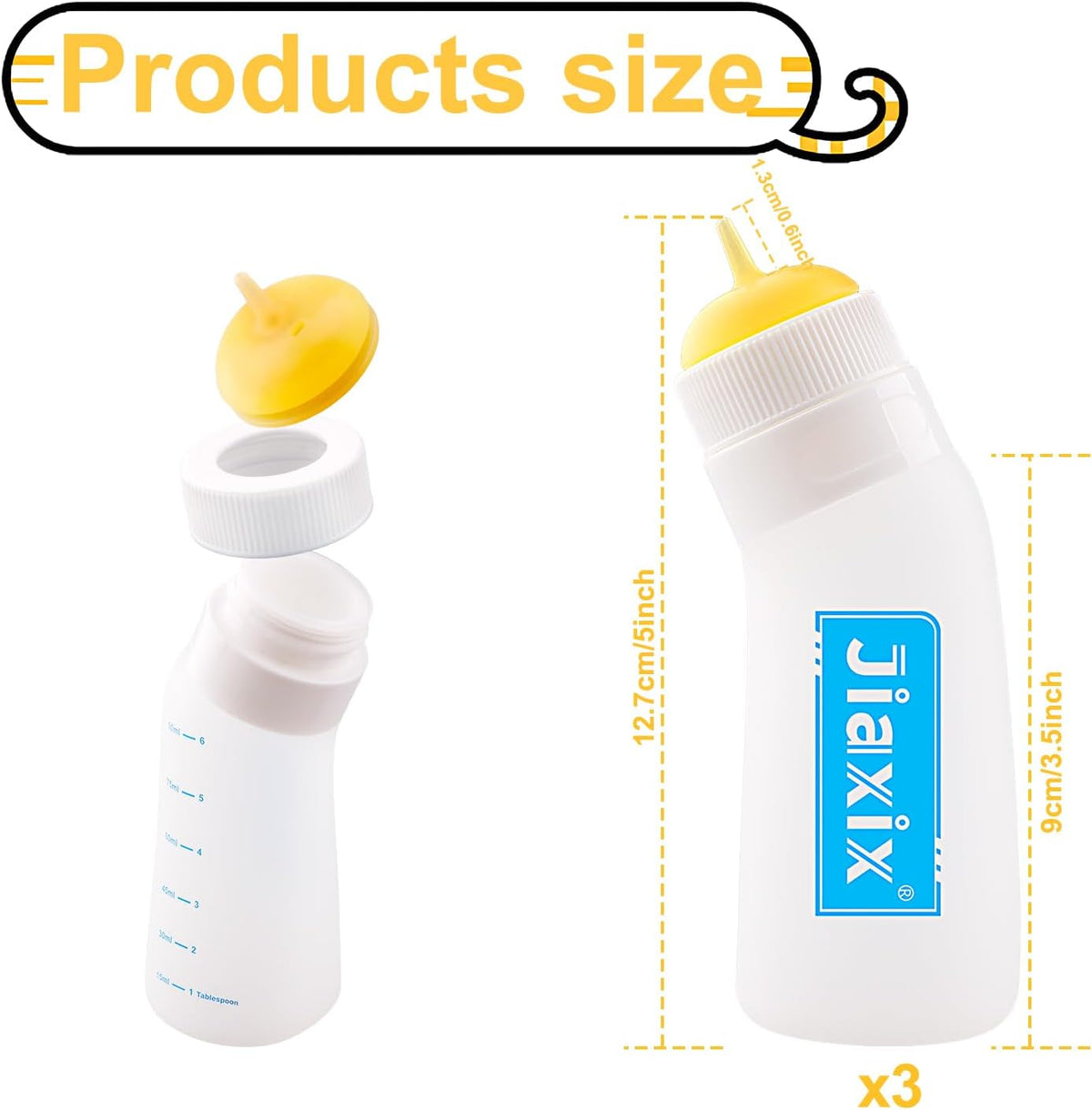 Squeezable food grade silicone pet bottle with yellow nipple for newborn animal care