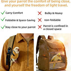 Side profile of bird sling carrier harness in use