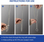WePet training chain collar demonstrating the smooth slip loop mechanism for dogs.