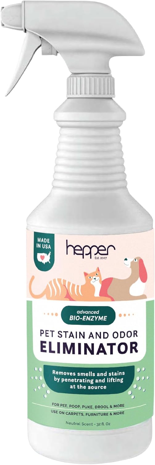 Hepper Advanced Bio-Enzyme Pet Stain & Odor Eliminator Spray - Smell, Stain & Urine Remover for Cats, Dogs & Other Animals - 32oz Spray Safe for the Home - Citrus Splash - Image 9