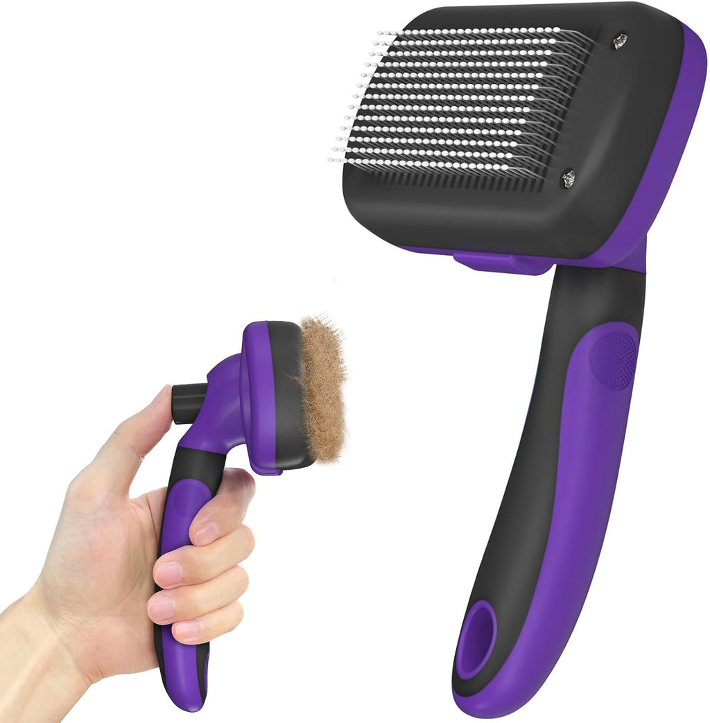 Dipoo Self Cleaning Shedding Brush - Skin Friendly Grooming Tool for Dogs, Cats, and Puppies, Deshedding and Hair Removal for Long and Short Haired Pets, Black - Image 10