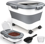 Viretec Dog Food Storage Container, 10-20Lbs Collapsible Pet Food Storage Containers with Rolling Wheel Airtight Locking Lid, Dry Food Storage Bin with Cup and Scoop,Suitable for Pet Food, Flour, Rice - Image 9