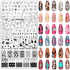 Whaline Western Nail Plates Stamping Set front view showing six stainless steel stencils