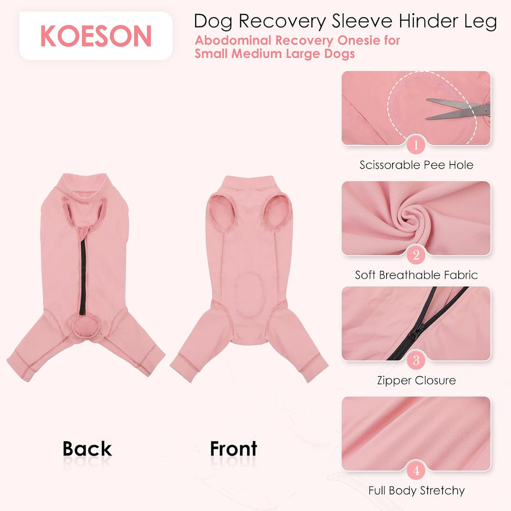 KOESON dog spay recovery onesie with full body coverage on a medium dog