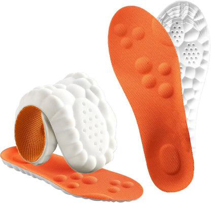 Roofo Steppers Insoles for Men front view showcasing orange and white cloud-like cushioning.