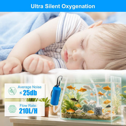 DaToo USB Mini Aquarium Air Pump Ultra Quiet Fish Tank Air Pump with Black Hanging Clasp Portable Aquarium Oxygen Aerator Pump Includes Fish Tank Airline Tubing and Air Stone(1W/2W/3W) - Image 3