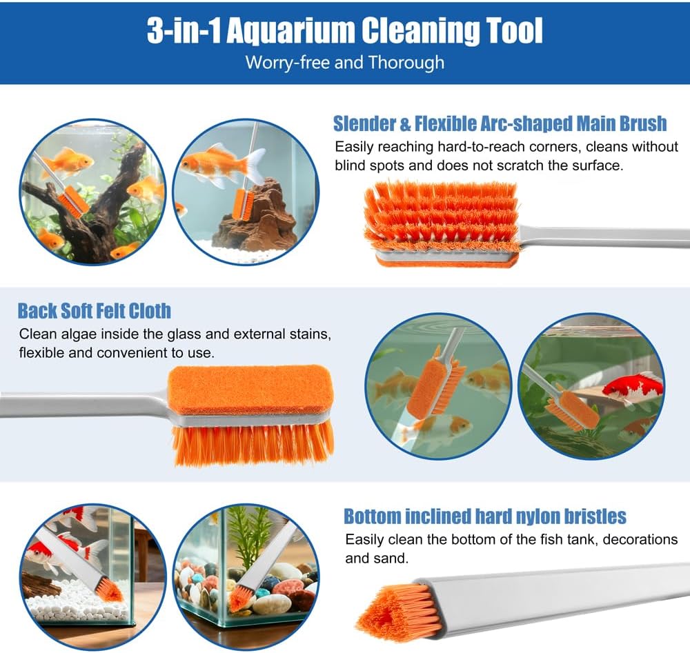 DaToo aquarium algae removal tool with two replacement felt cloths included in the package