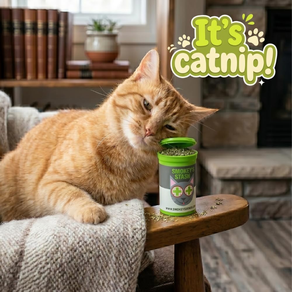 Pop top container featuring premium North American catnip