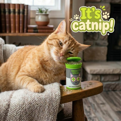 Smokey's Stash combo package alongside premium plush cat toys for interactive play stimulation