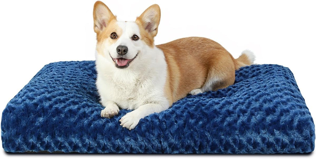 KSIIA Washable Dog Bed Anti-Slip Dog Crate Beds Deluxe Plush Kennel Pad Comfy Pet Sleeping Mat for Large Dogs, 35" x 23", Black - Image 14