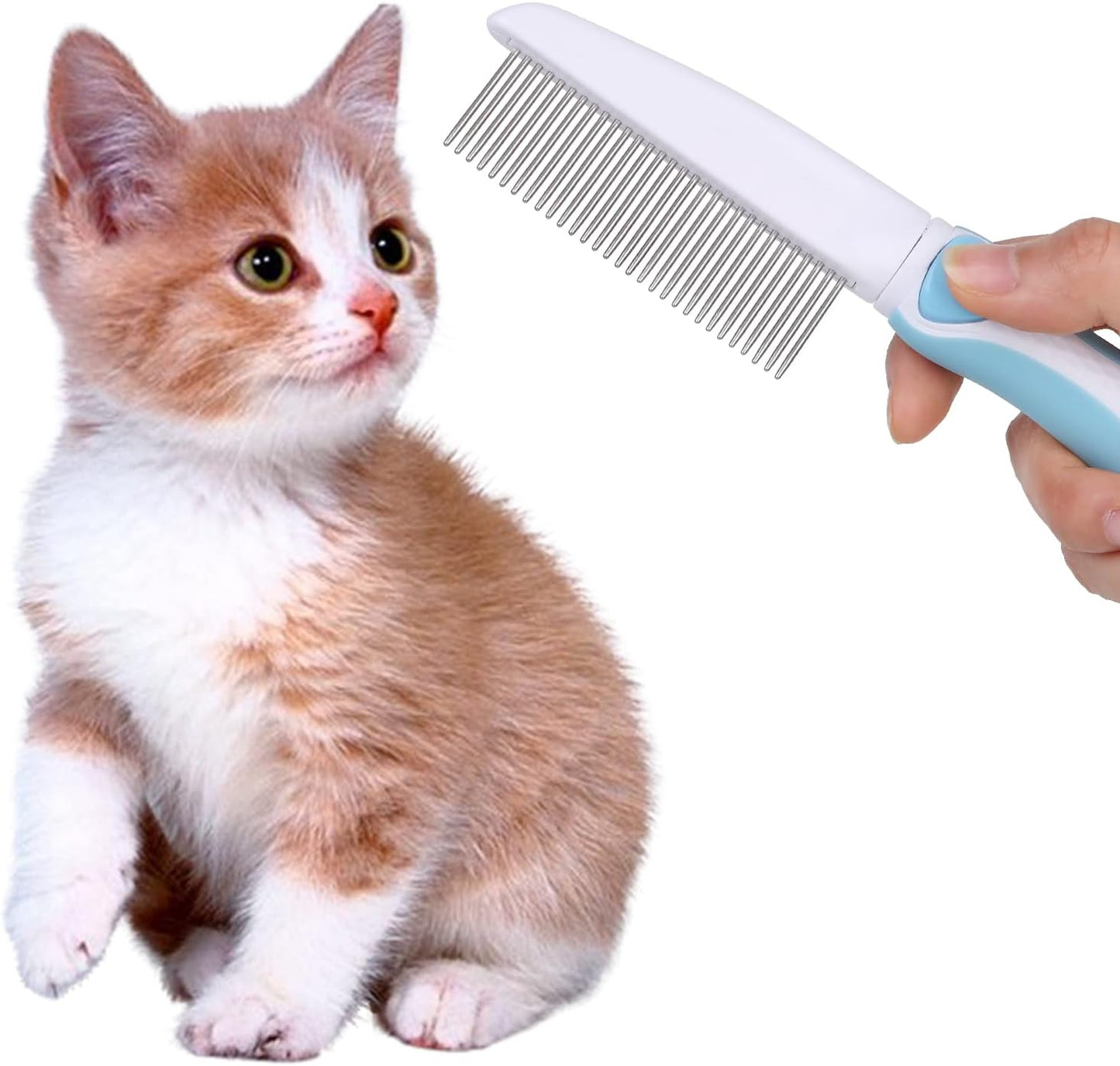 Detailed view of rounded comb teeth for safe pet grooming