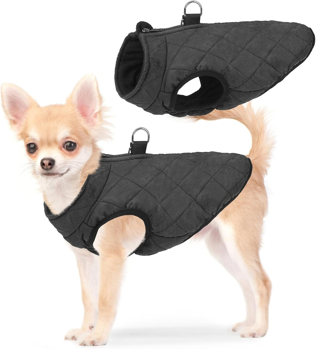 SCENEREAL Winter Dog Vest Coat with Harness Built In, Warm Puppy Jacket for Small Medium Dogs, Cold Weather Coat with Zipper, Fleece Puffer Vest Windproof Snow Clothes - Image 11