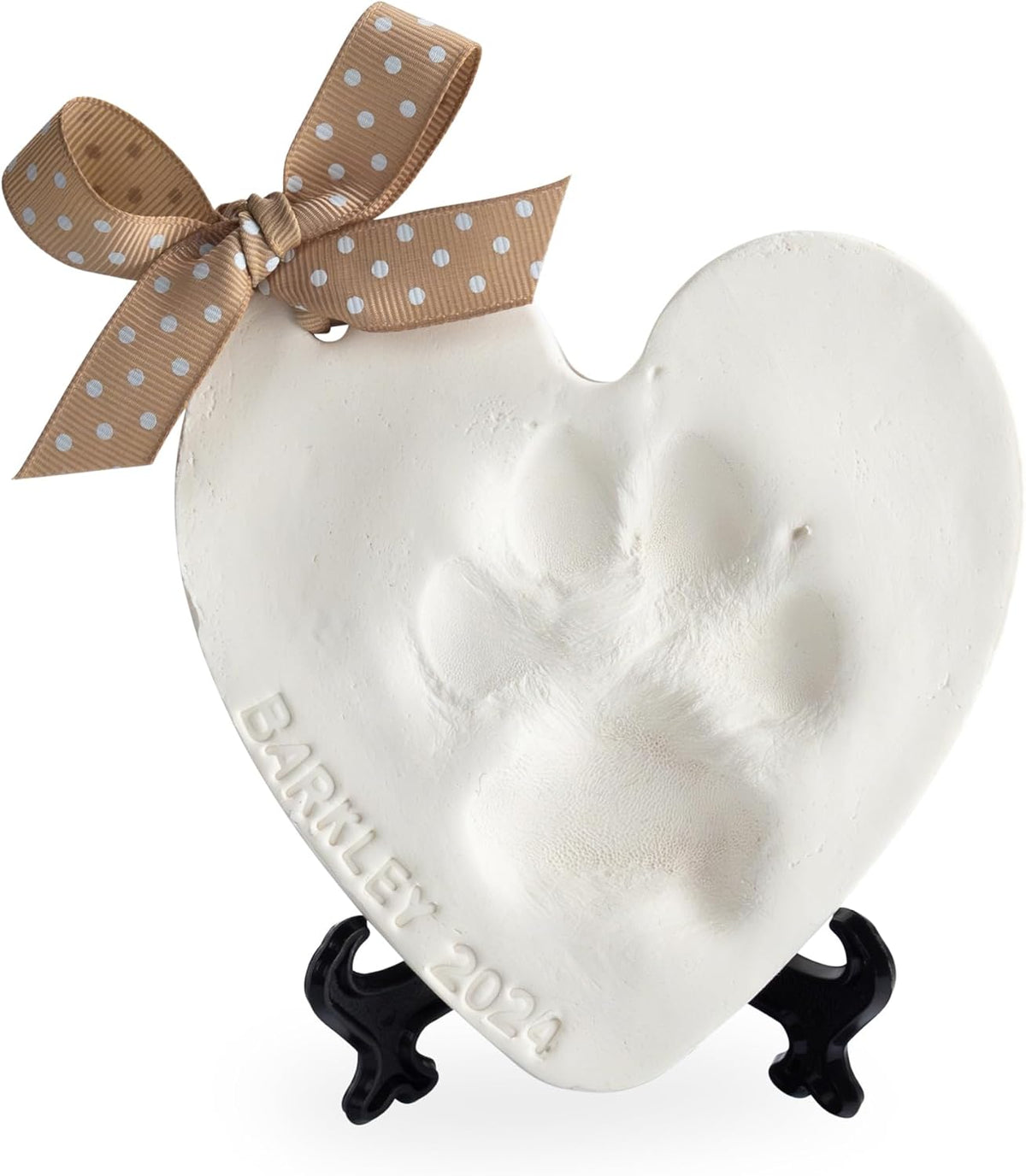 Comparison view of the heart and circle shaped clay pet keepsakes created using the kit tools.