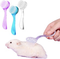 KUNBIUH small animal bath brush three piece set front view showing white purple and blue colors.