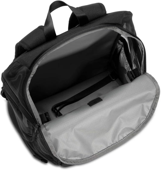 Timbuk2 pet carrier backpack showing side view ventilation mesh panels for dogs and cats