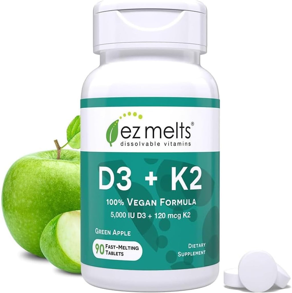 EZ Melts vegan vitamin D3 and K2 front product view packaging
