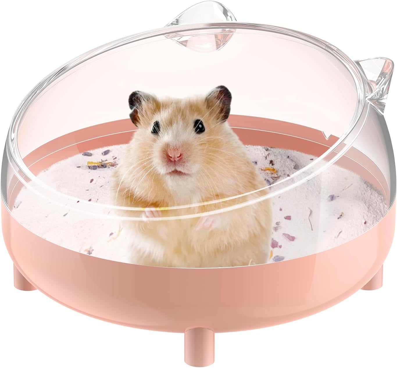 Pawfly Hamster Sand Bath Container, Hamster Sand Bath Box, Hamster Bathtub, Hamster Bathroom, Hamster Toilet, Plastic Dust Bath for Dwarf Hamsters, Syrian Hamsters, Mice, Gerbils & Small Animal, Pink - Image 1