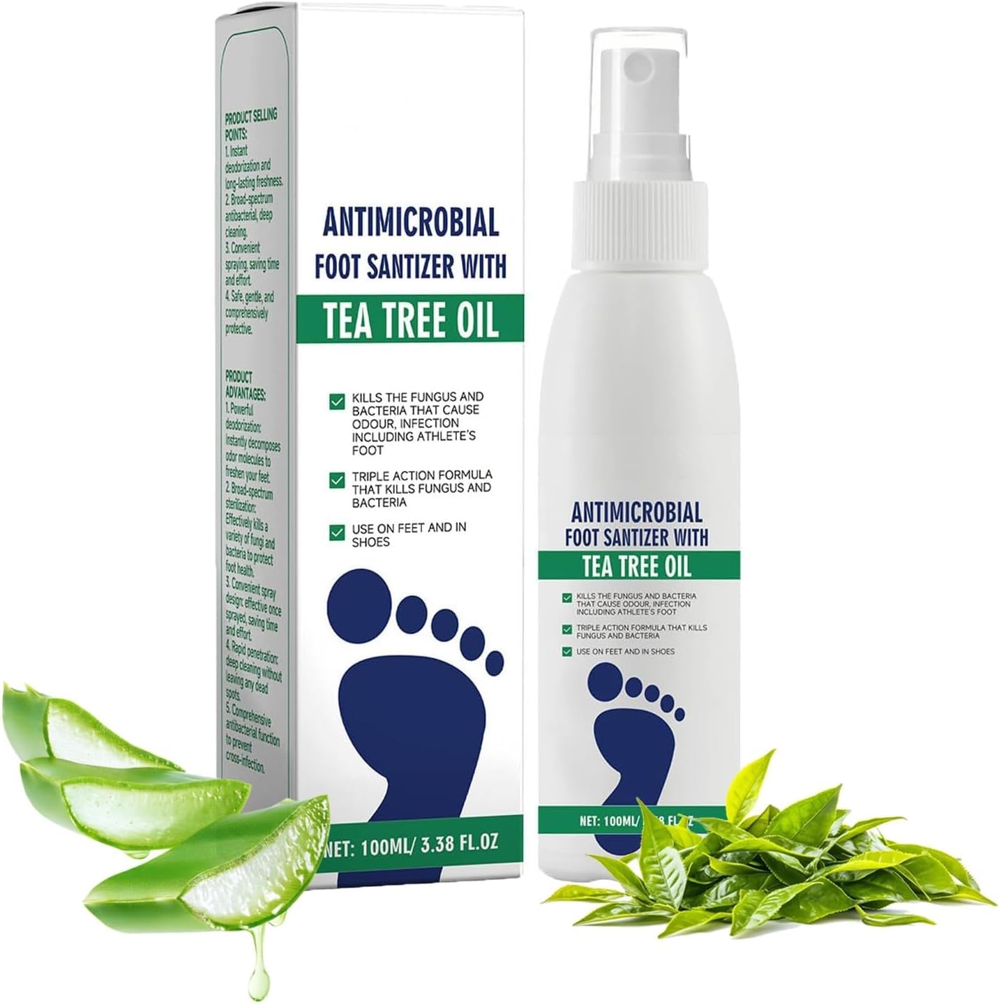 Ximonth Foot Sanitiser with Tea Tree Oil 100ml bottle front view for odor protection.