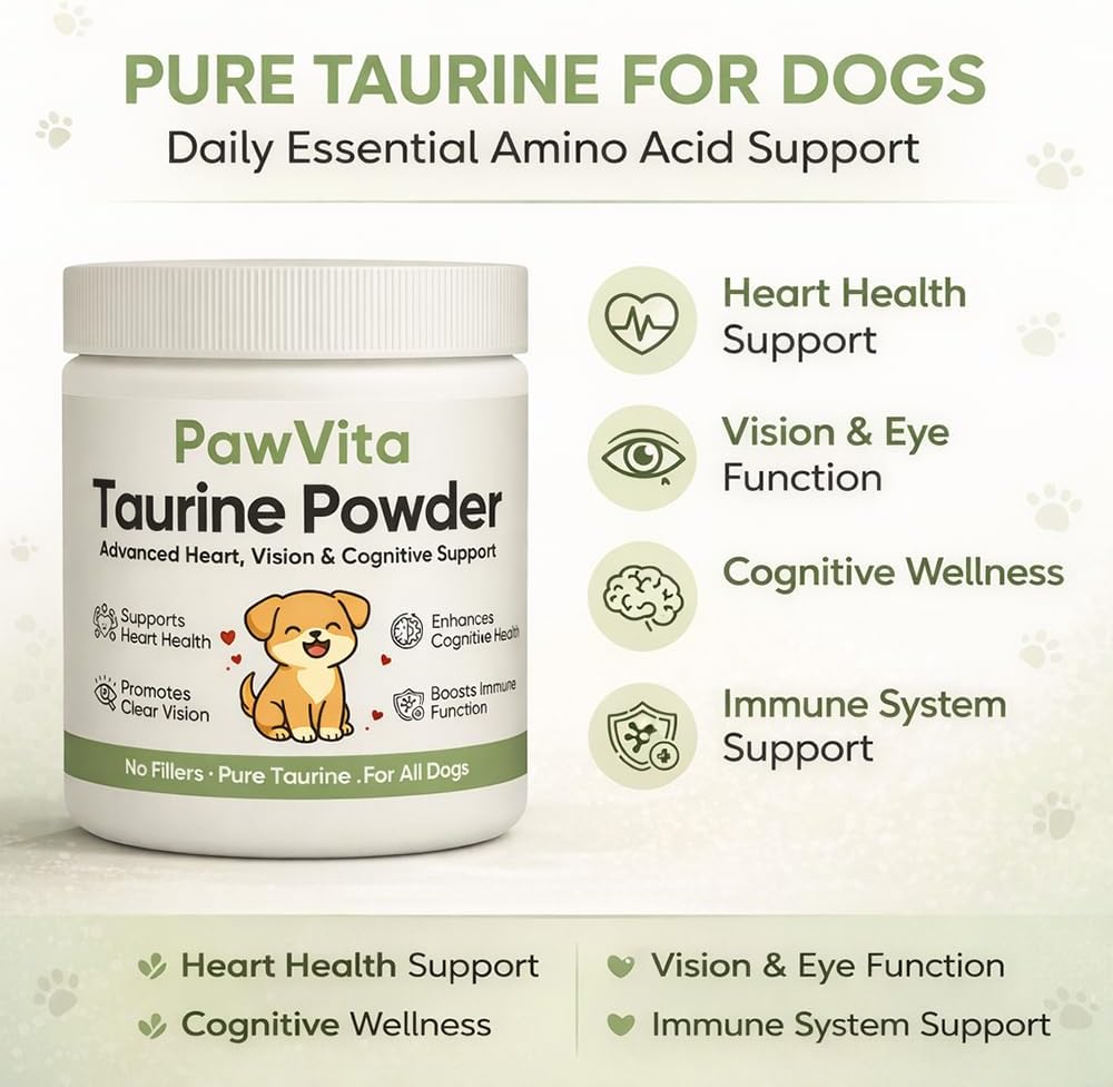 Puppylabco 99.9 percent pure taurine powder container for canine wellness