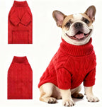 Small Dog Sweater with Zipper, Knitted Striped Pullover Dog Clothes for Cold Weather, Thick Warm Cozy Stretchy Sweater for Chihuahua, Bulldog, Dachshund, Pug(Red & White Strip, S) - Image 13