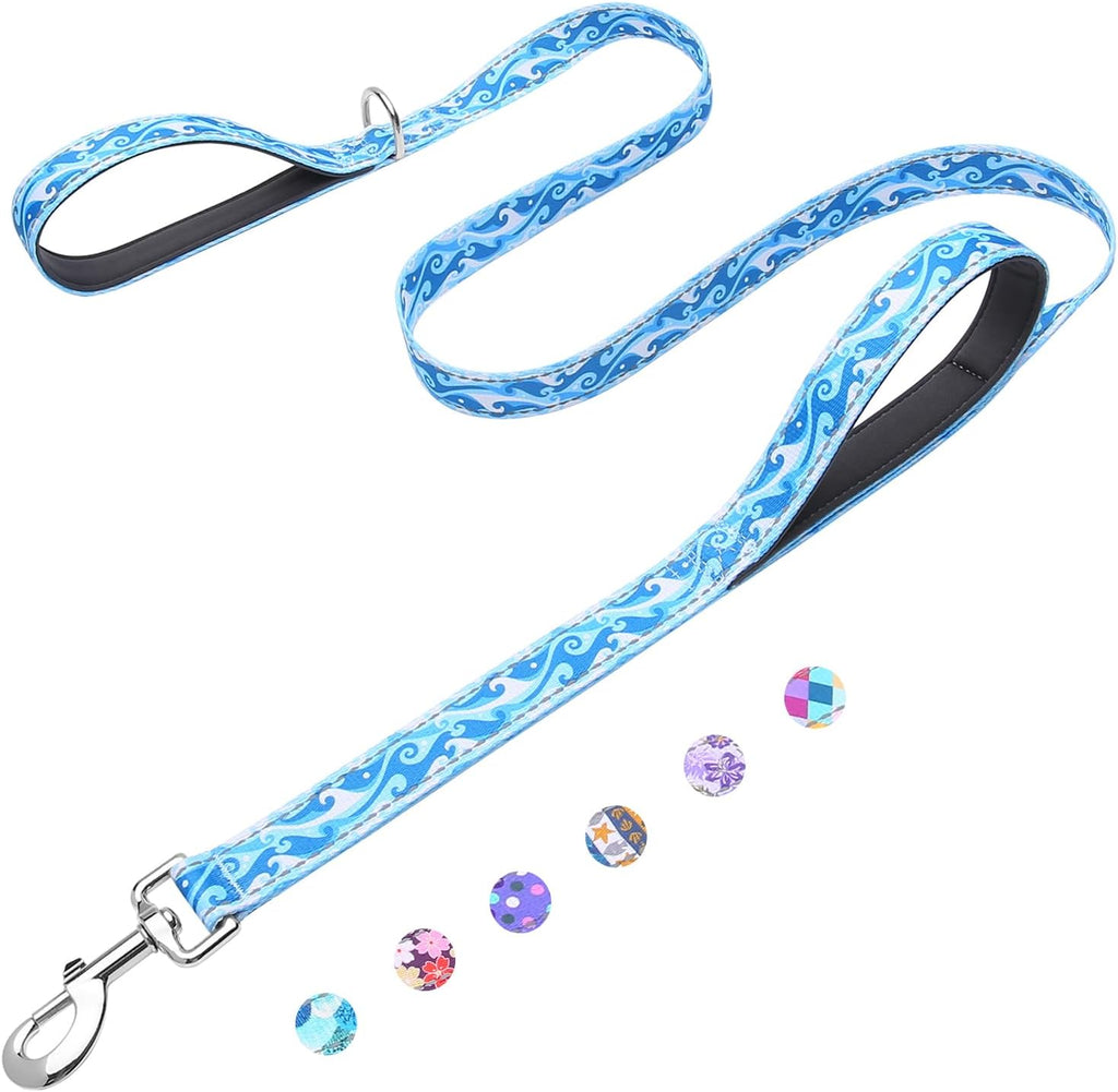Reflective 6ft Dog Leash with Two Padded Handles, Heavy Duty Strong Nylon Pet Leash with Soft Neoprene Handle for Small Medium Large Dogs, Colorful Geometric - Image 9