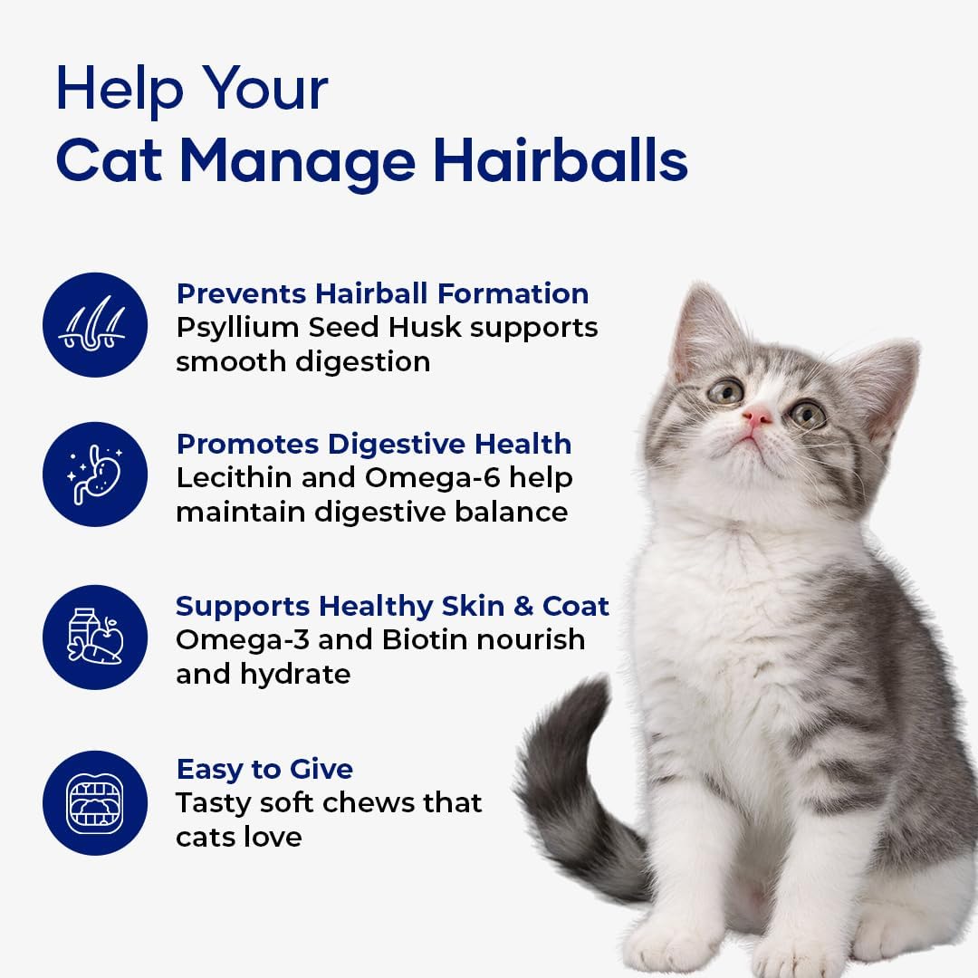 Pack of two Aniwell hairball management soft chews for indoor cats.
