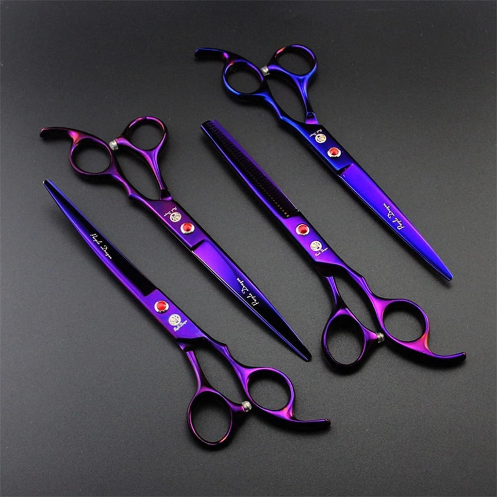 Purple Dragon curved dog grooming shears set